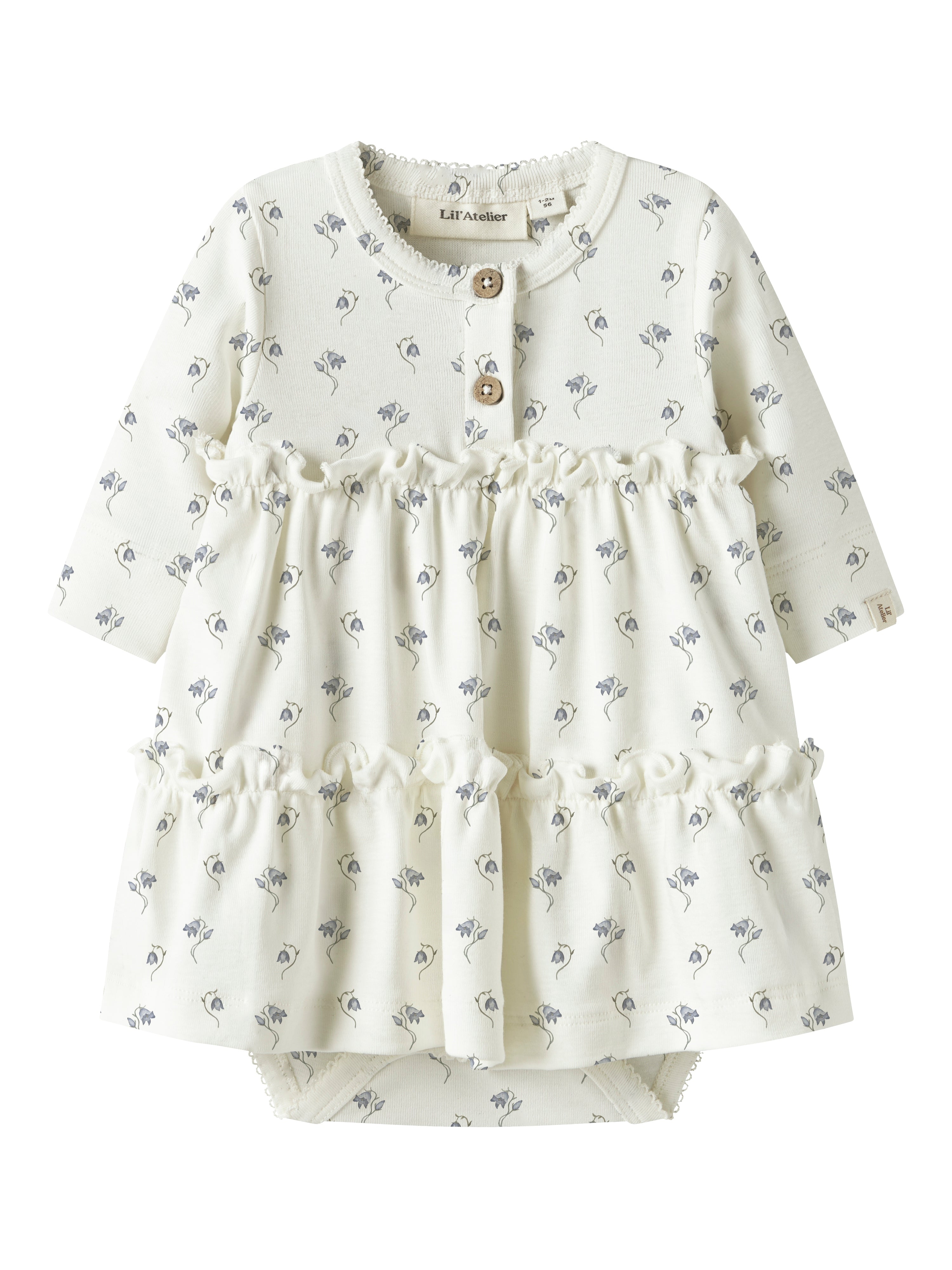 Lil Atelier Gayo Sum Ls Body Dress Coconut Milk Bell Flower 56 Cm