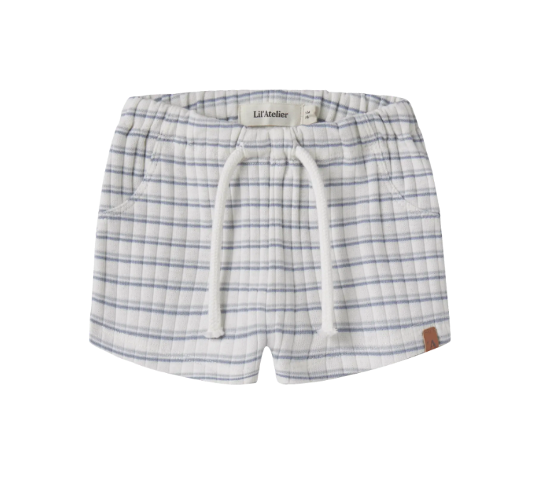 Lil Atelier Haldur Loose Shorts Coconut Milk Dusty Blue 56 Cm