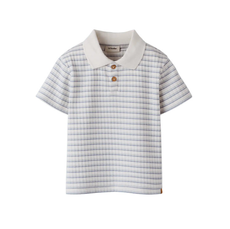 Lil Atelier Haldur Ss Loose Polo  Coconut Milk Dusty Blue 92 Cm