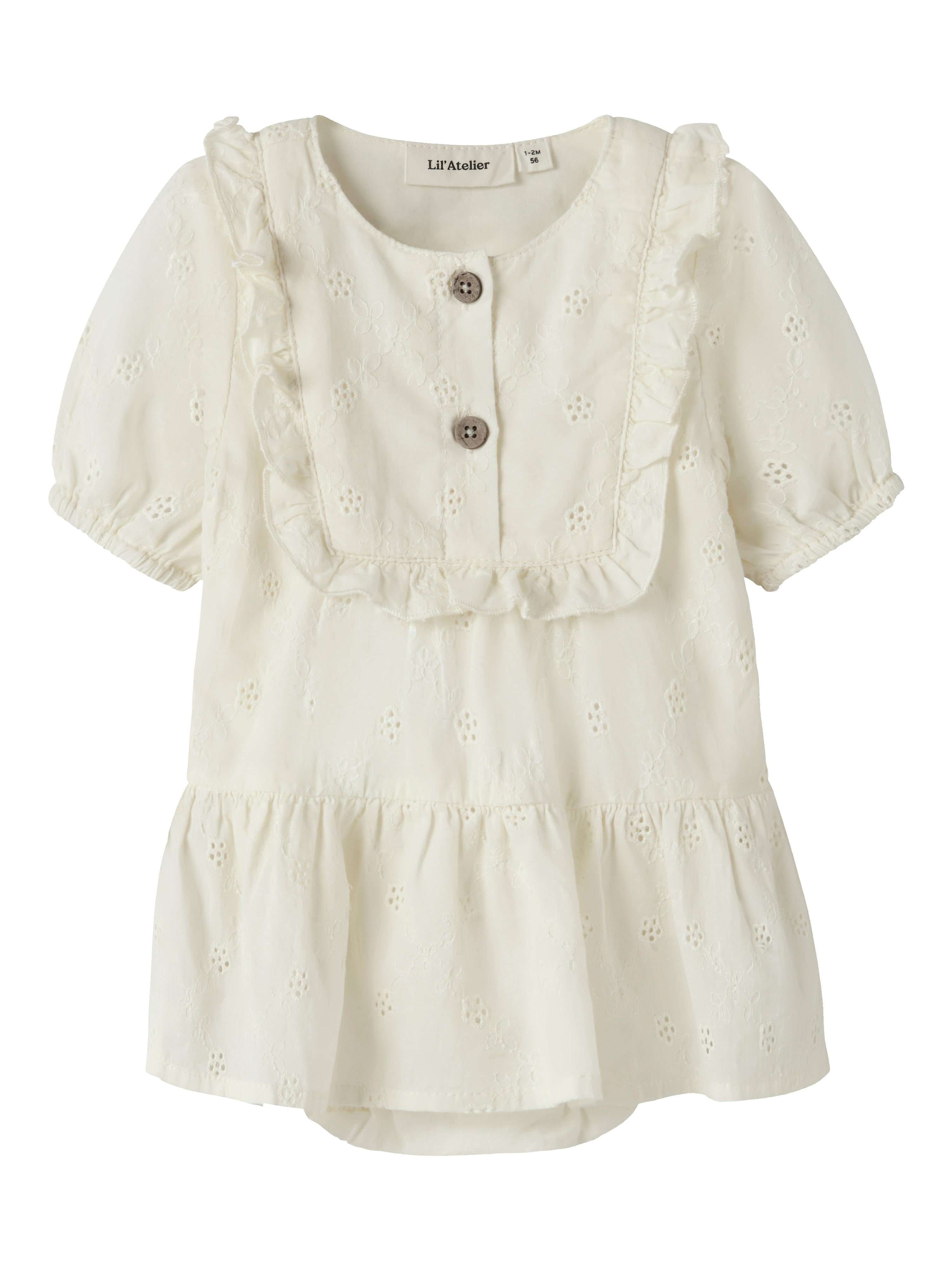 Lil Atelier Hosa Ss Loose Body Dress Coconut Milk 56 Cm