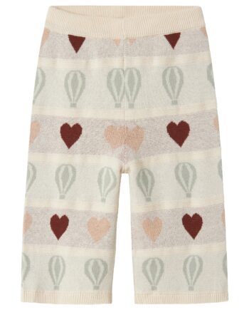 Lil Atelier Lamai Wide Knit Ancle Pants Pastel Parchment 92 Cm