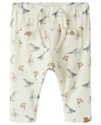 Lil Atelier Lavo Eki Loose Pants Coconut Milk Sea Animals 56 Cm
