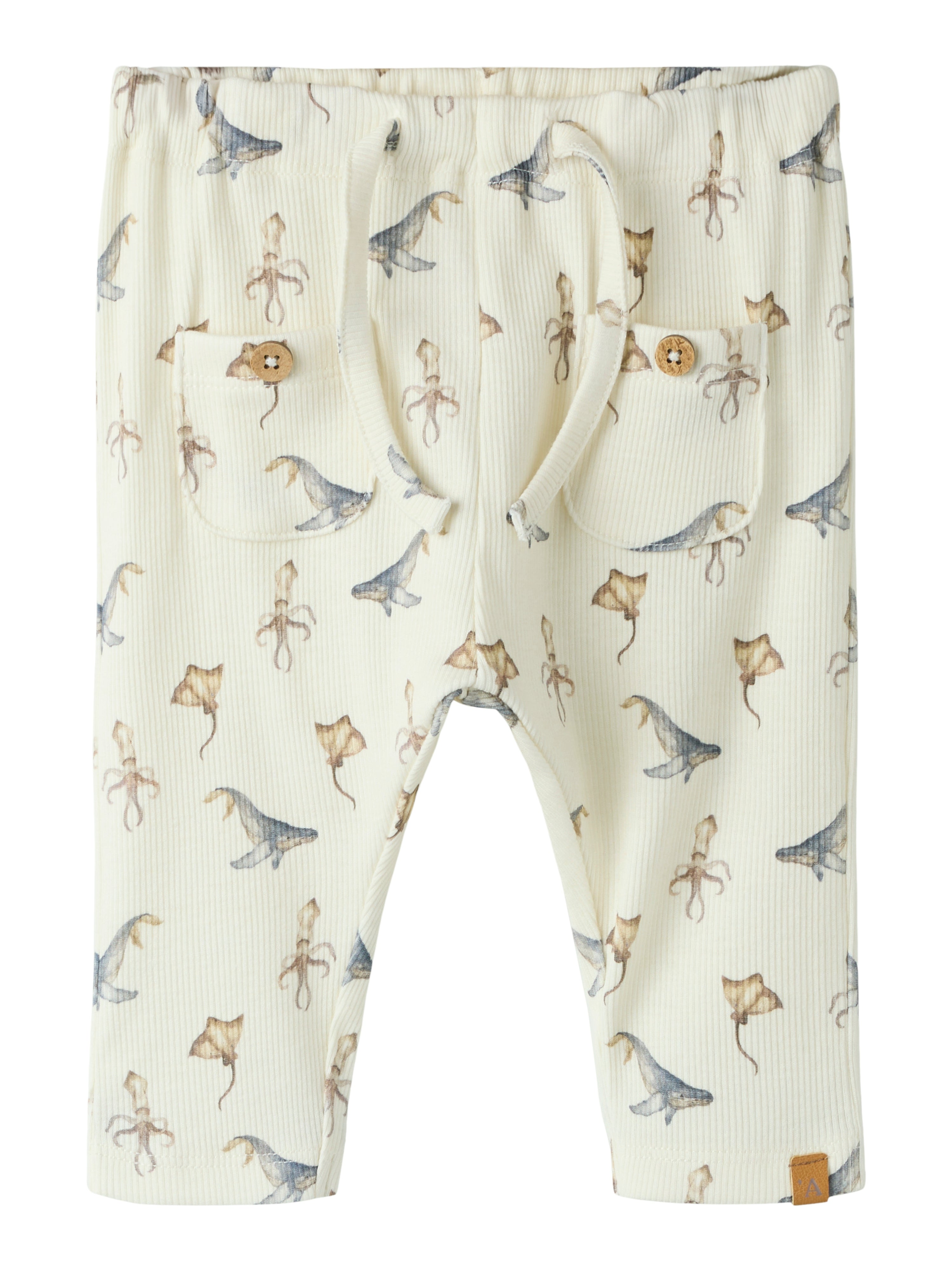 Lil Atelier Lavo Eki Loose Pants Coconut Milk Sea Animals 56 Cm