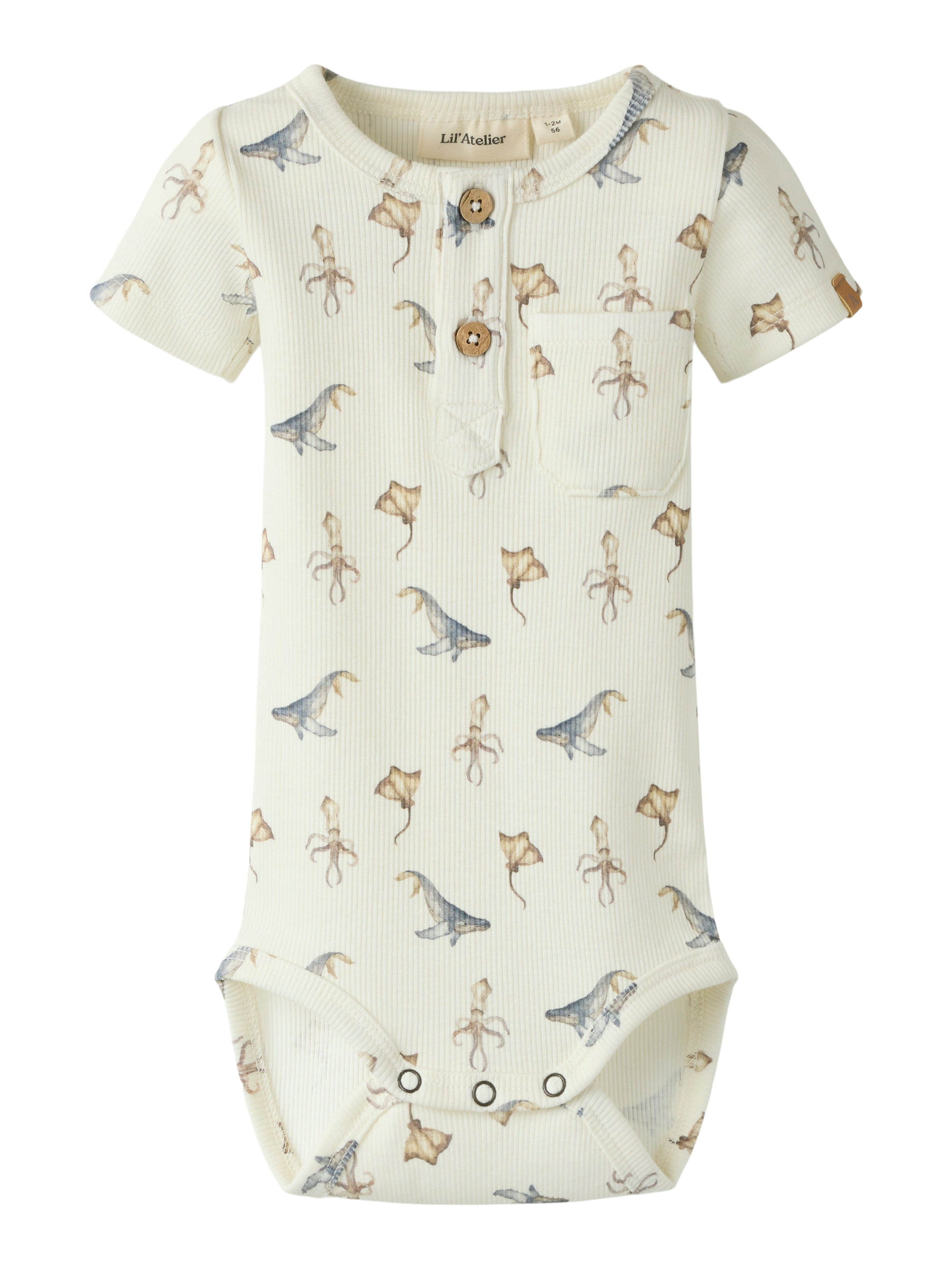 Lil Atelier Lavo Esi Ss Slim Body Coconut Milk Sea Animals 56 Cm