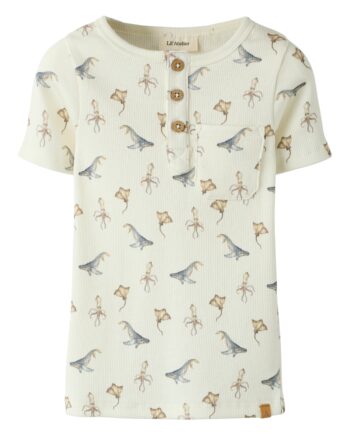 Lil Atelier Lavo Esi Ss Slim Top Coconut Milk Sea Animals 92 Cm