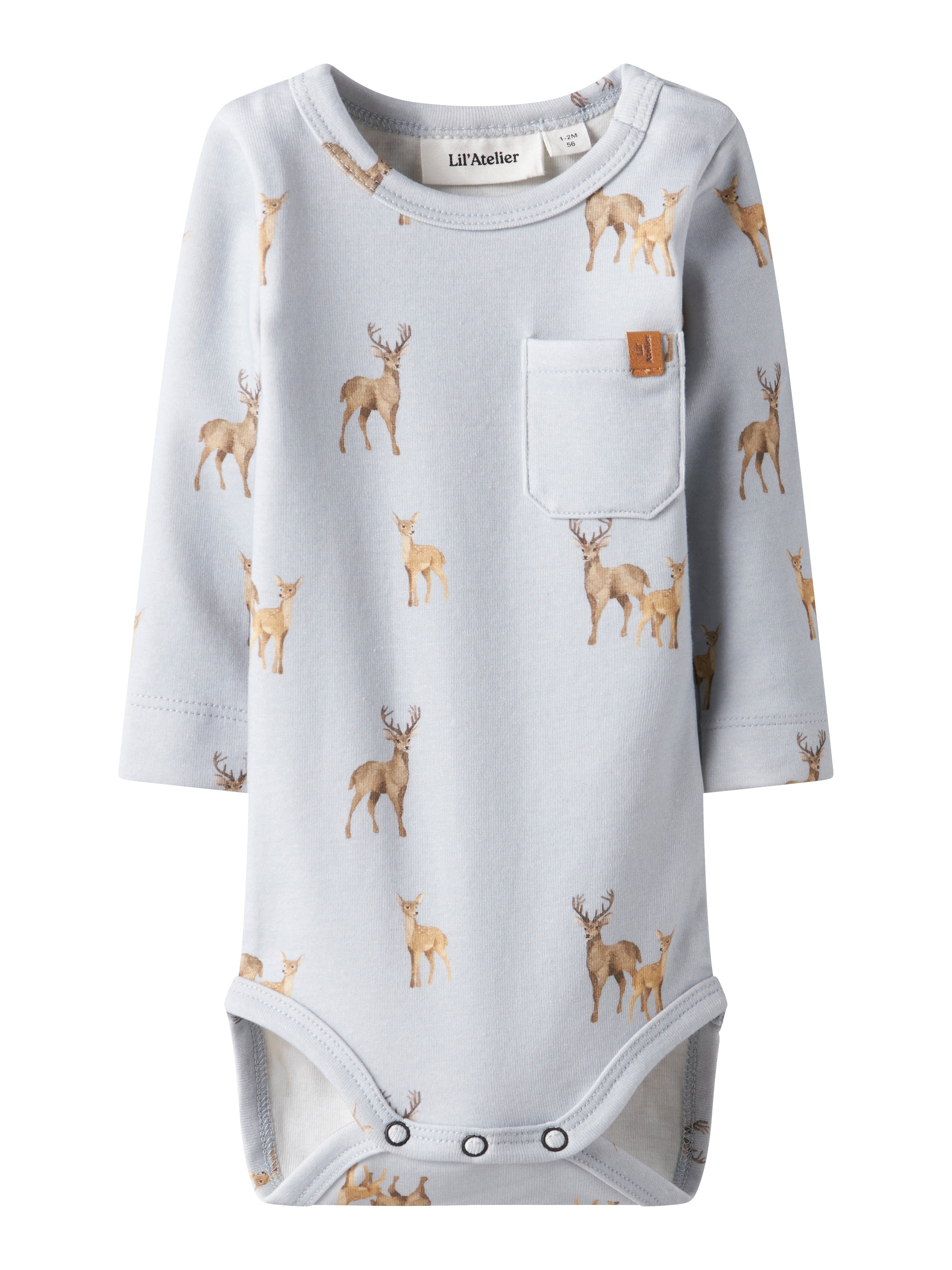 Lil Atelier Layo Geo Ls Slim Body Gray Dawn Deer 56 Cm