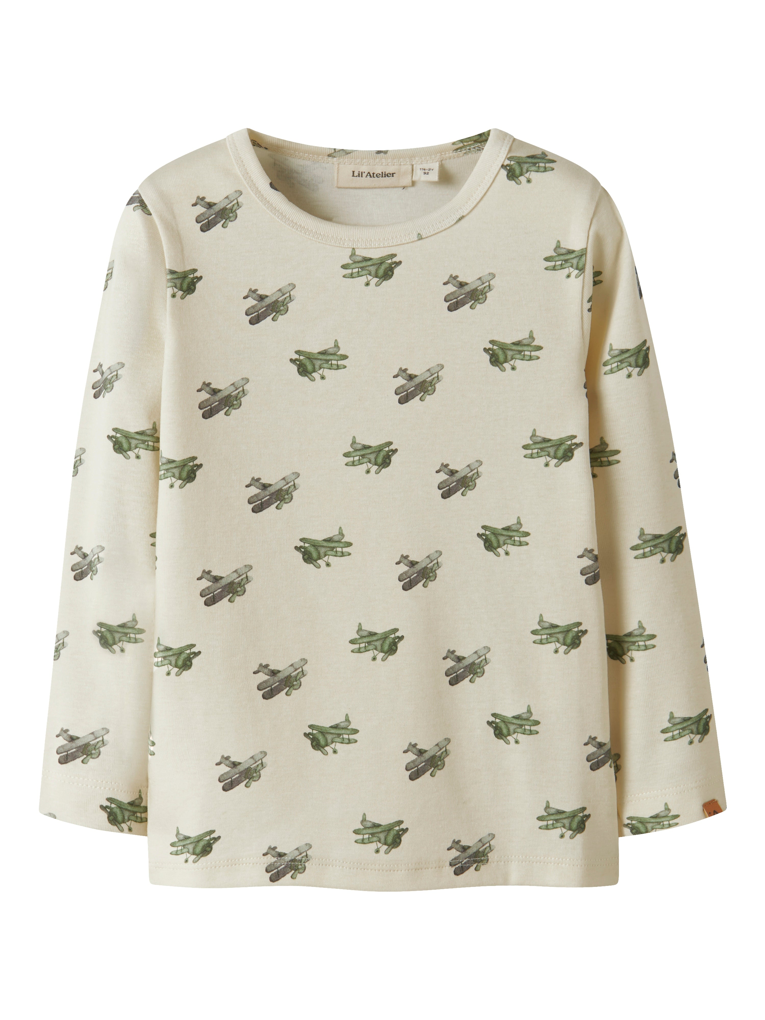 Lil Atelier Layo Geu Ls Slim Top Coconut Milk Airplane 92 Cm