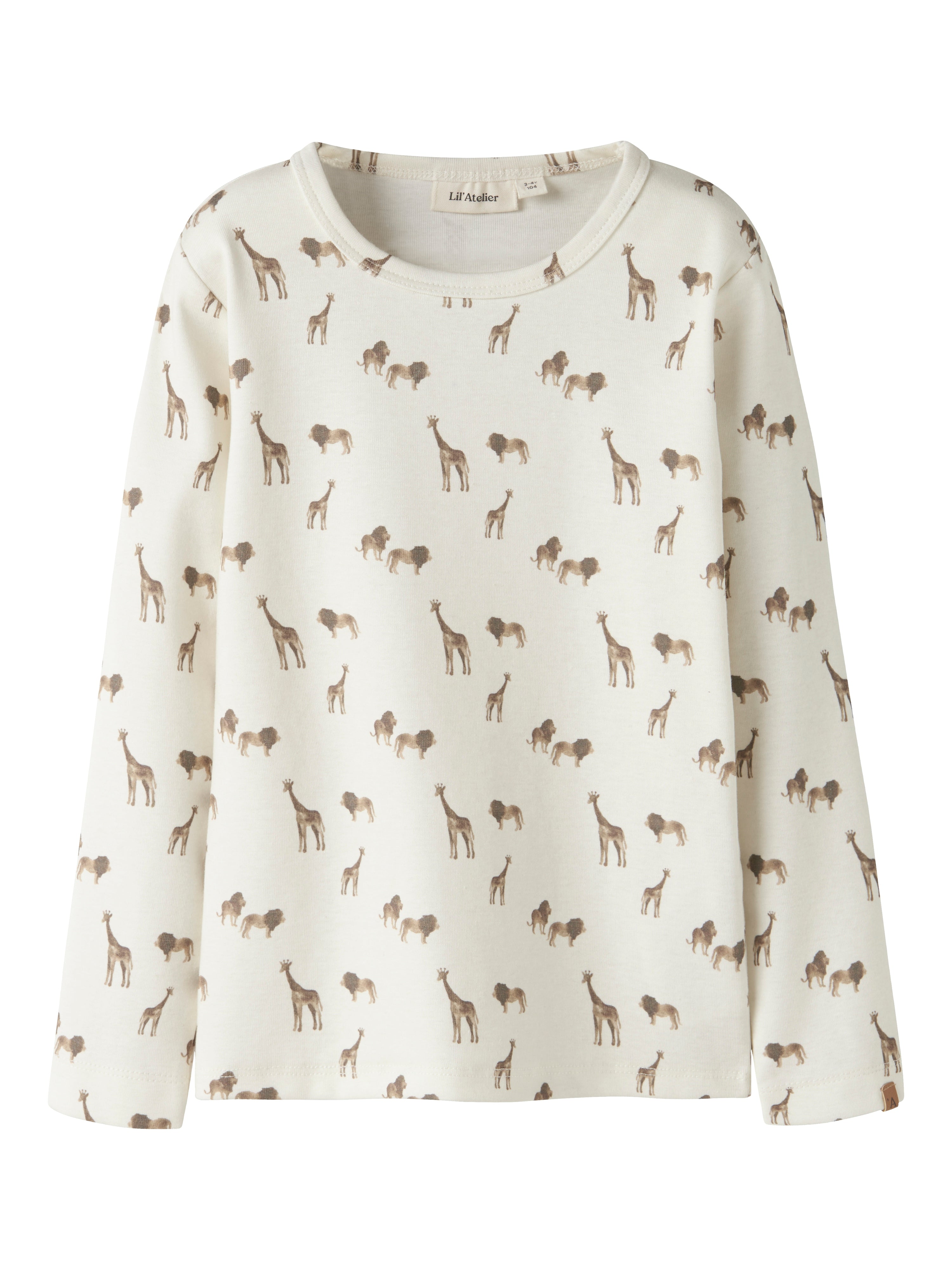 Lil Atelier Layo Geu Ls Slim Top Coconut Milk Lion 92 Cm