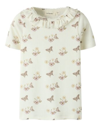Lil Atelier Layo Sia Ss Slim Top Coconut Milk Flower 92 Cm