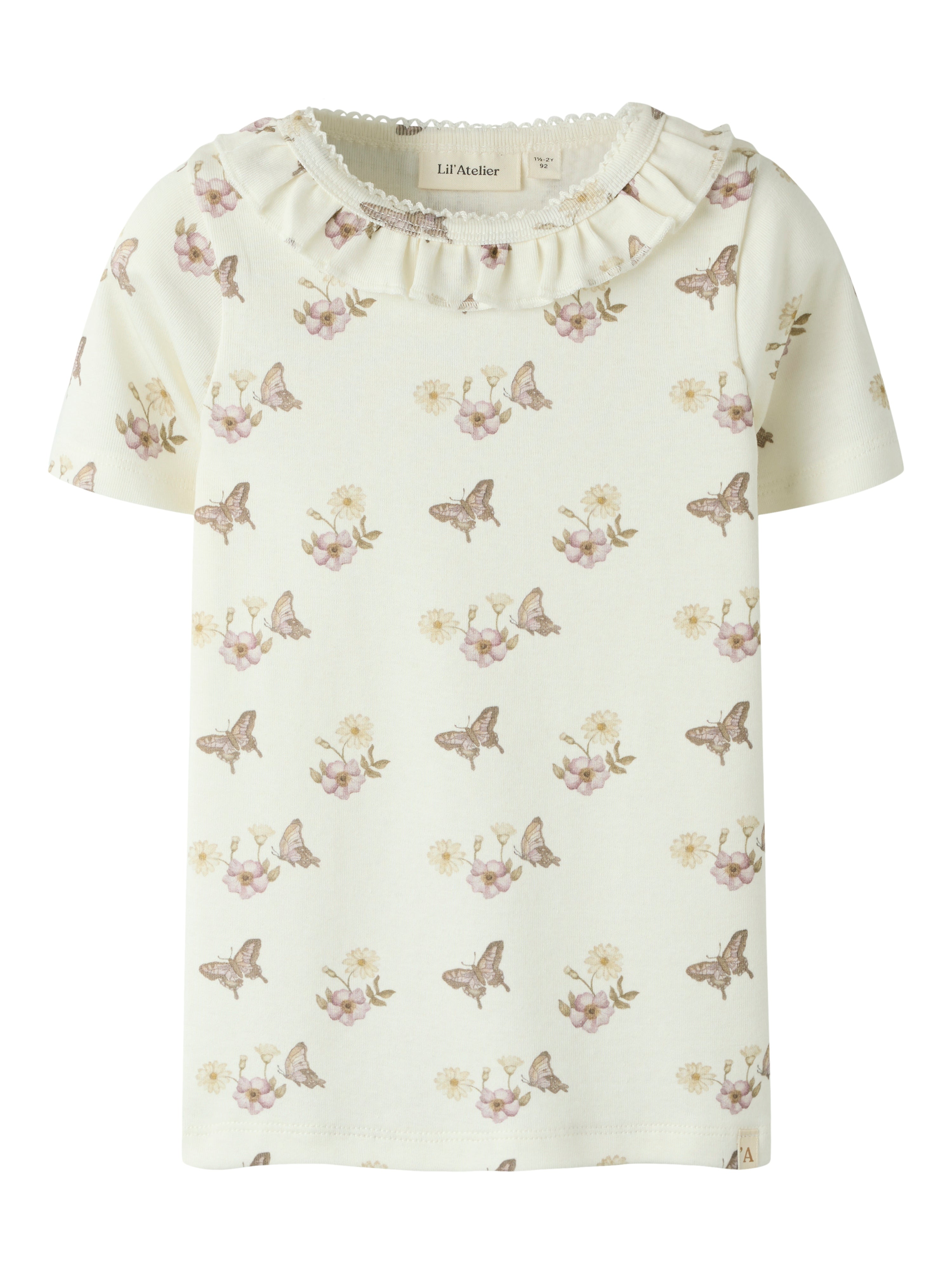 Lil Atelier Layo Sia Ss Slim Top Coconut Milk Flower 92 Cm