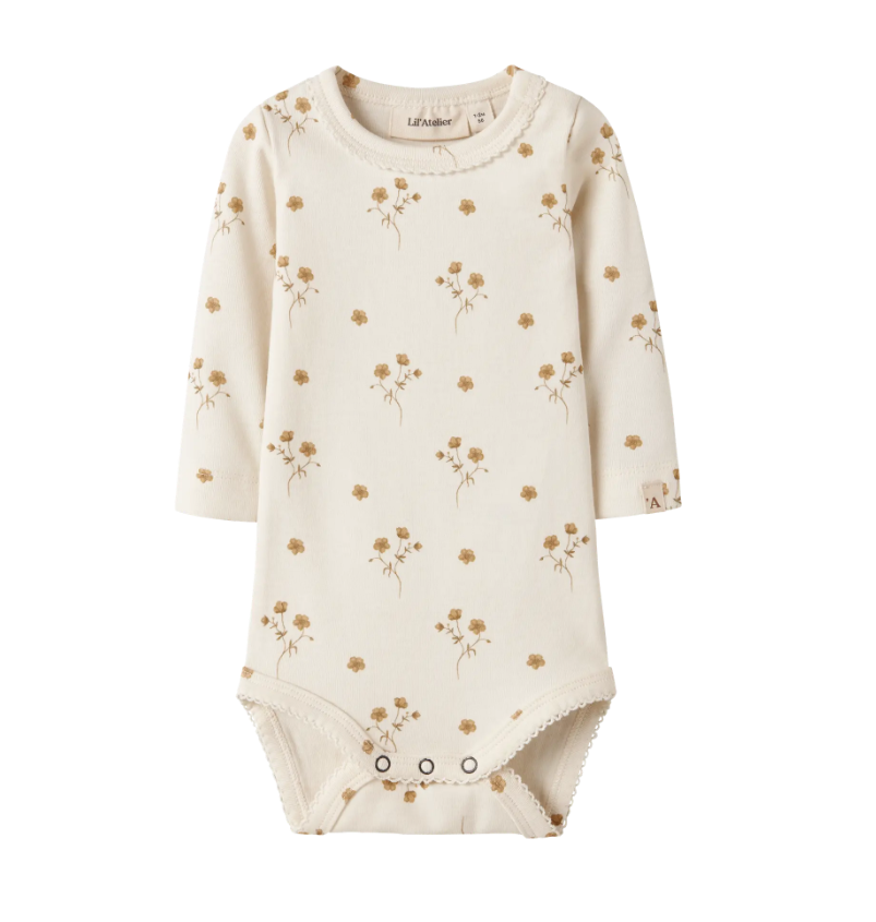 Lil Atelier Layo Sig Ls Slim Body Coconut Milk Flower Yellow 56 Cm