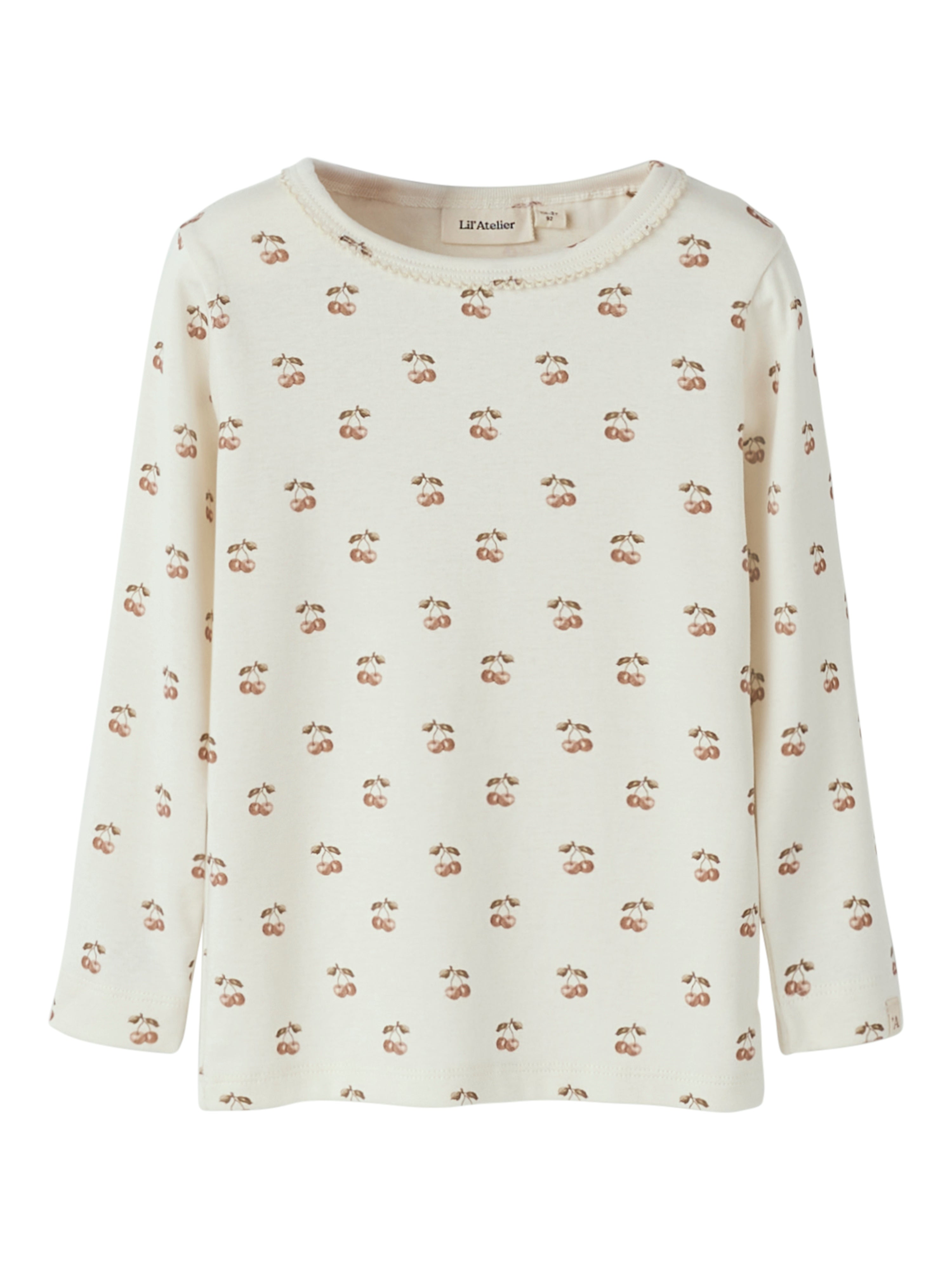 Lil Atelier Layo Sig Ls Slim Top Coconut Milk Cherry 92 Cm