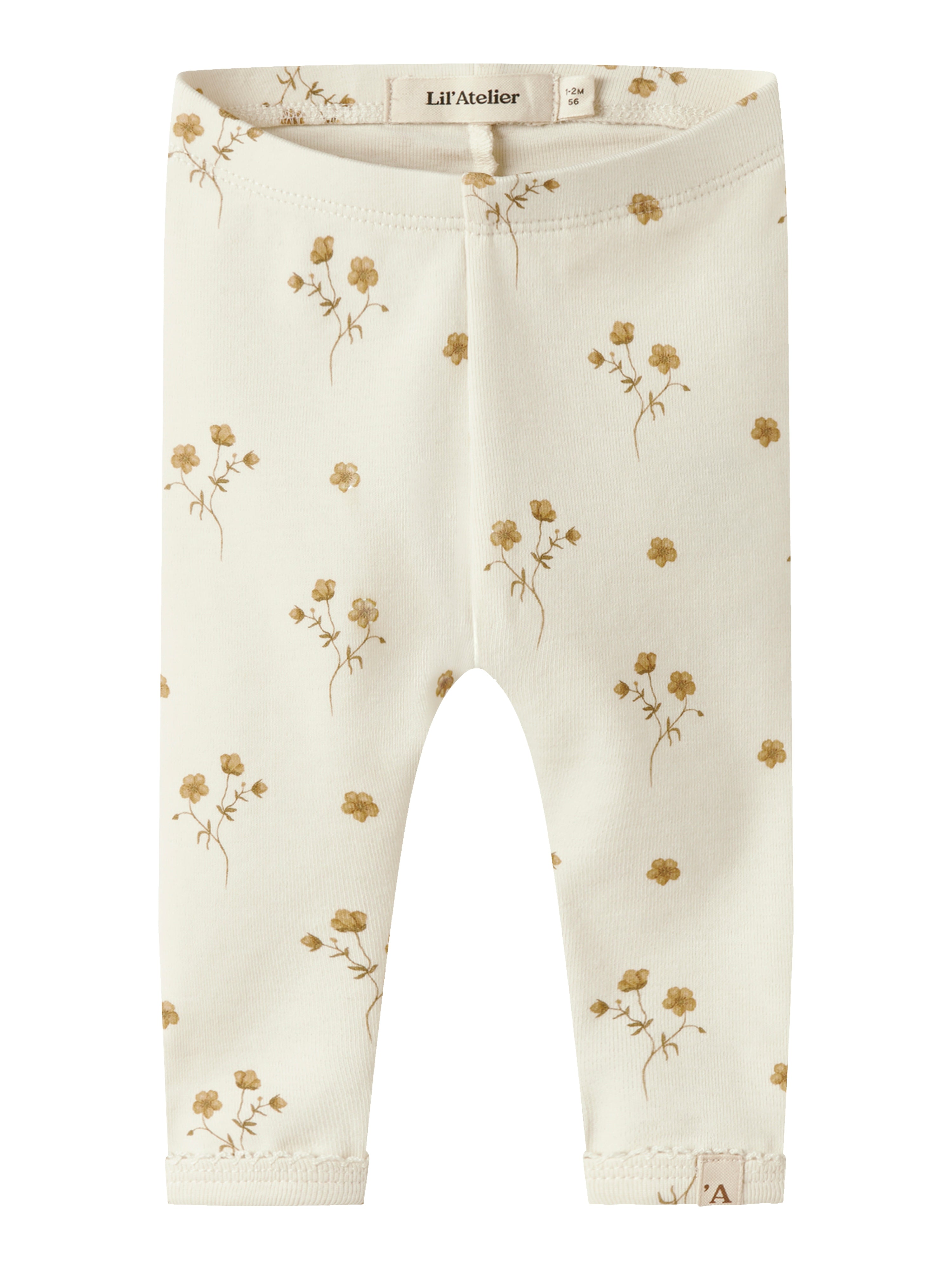 Lil Atelier Layo Sin Leggings Coconut Milk Flower Yellow 56 Cm