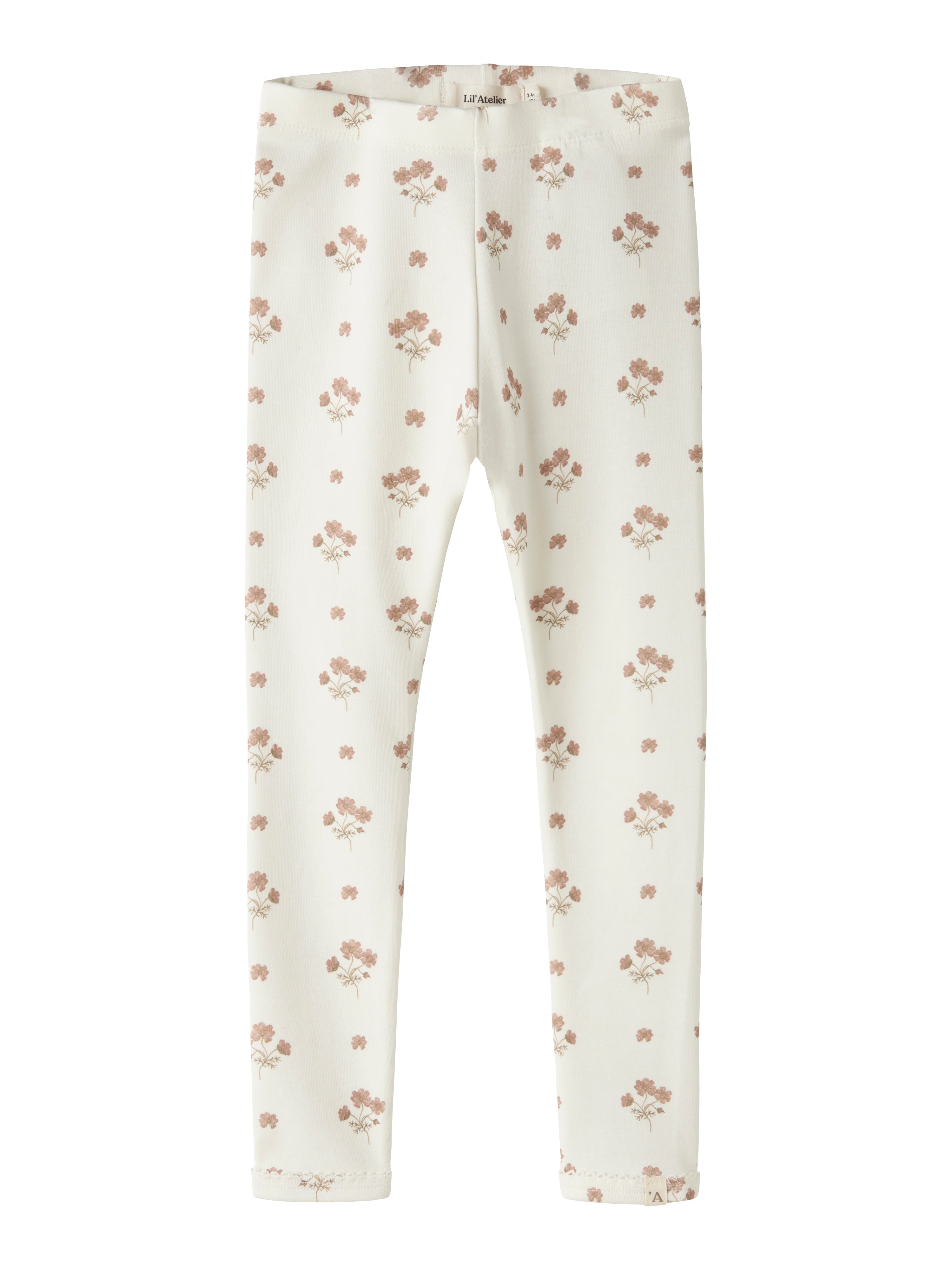 Lil Atelier Layo Sin Slim Leggings Coconut Milk Flower Pink 92 Cm