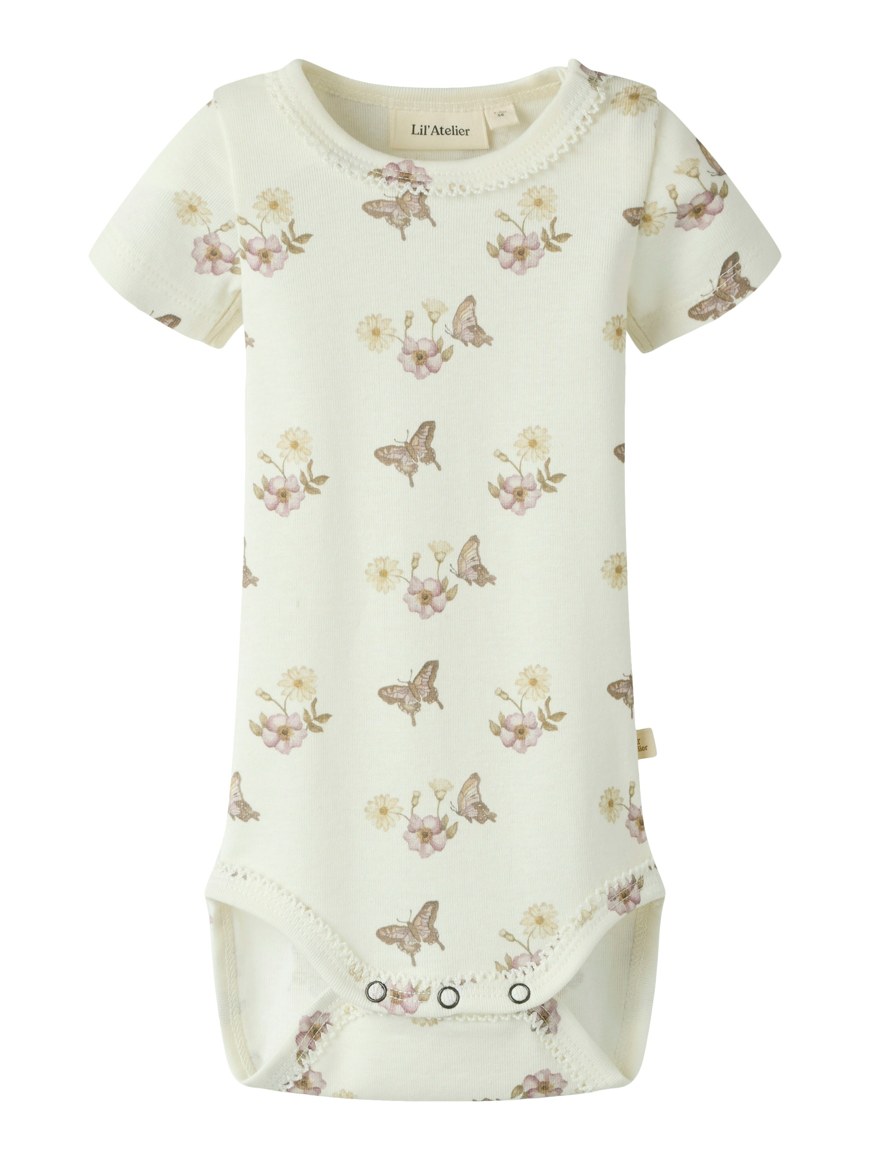Lil Atelier Layo Sna Ss Slim Body Coconut Milk Flower 56 Cm