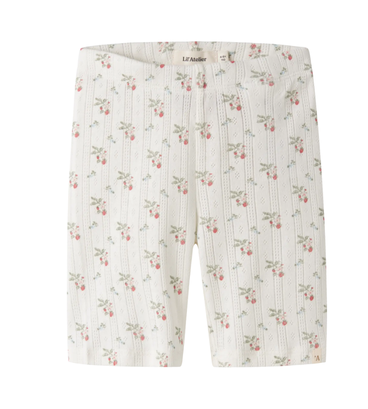 Lil Atelier Rachello Duna Slim Biker Shorts Coconut Milk Strawberry 92 Cm