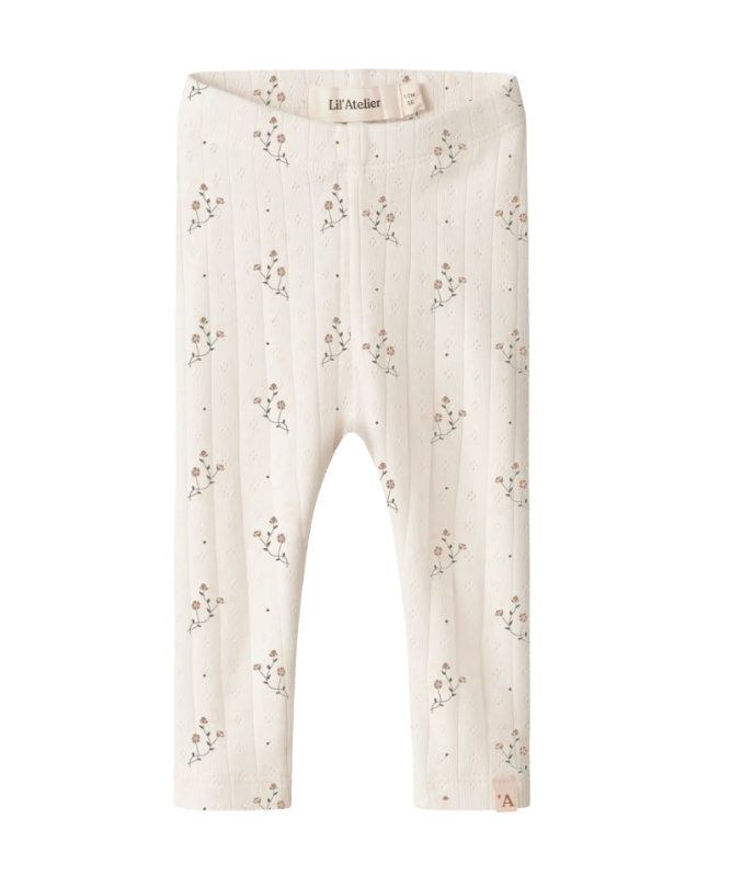 Lil Atelier Rachello Ria Slim Leggings Coconut Milk Flower 56 Cm