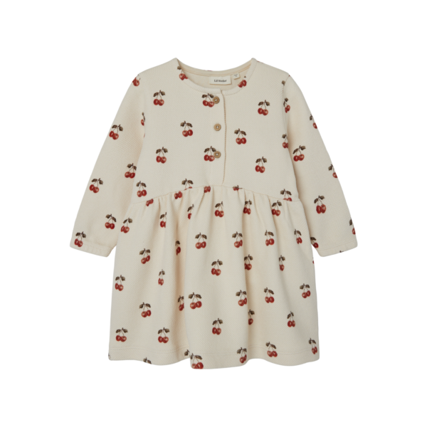 Lil Atelier Ronja Sweat Dress Med Kirsebær  Whitecap Gray 92 Cm