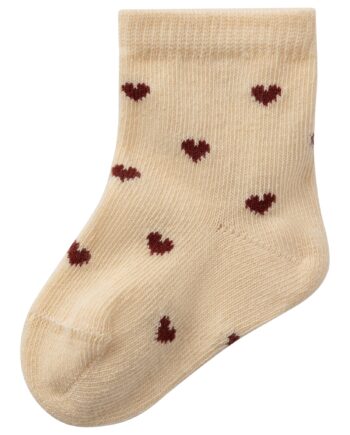 Lil Atelier Rossa Sock Med Hjerter Wood Ash 50 56