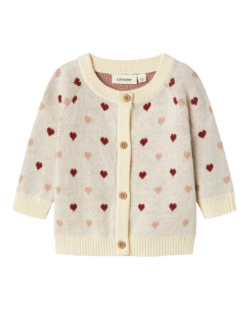 Lil Atelier Saran Knit Cardigan Heart Turtledove 56 Cm