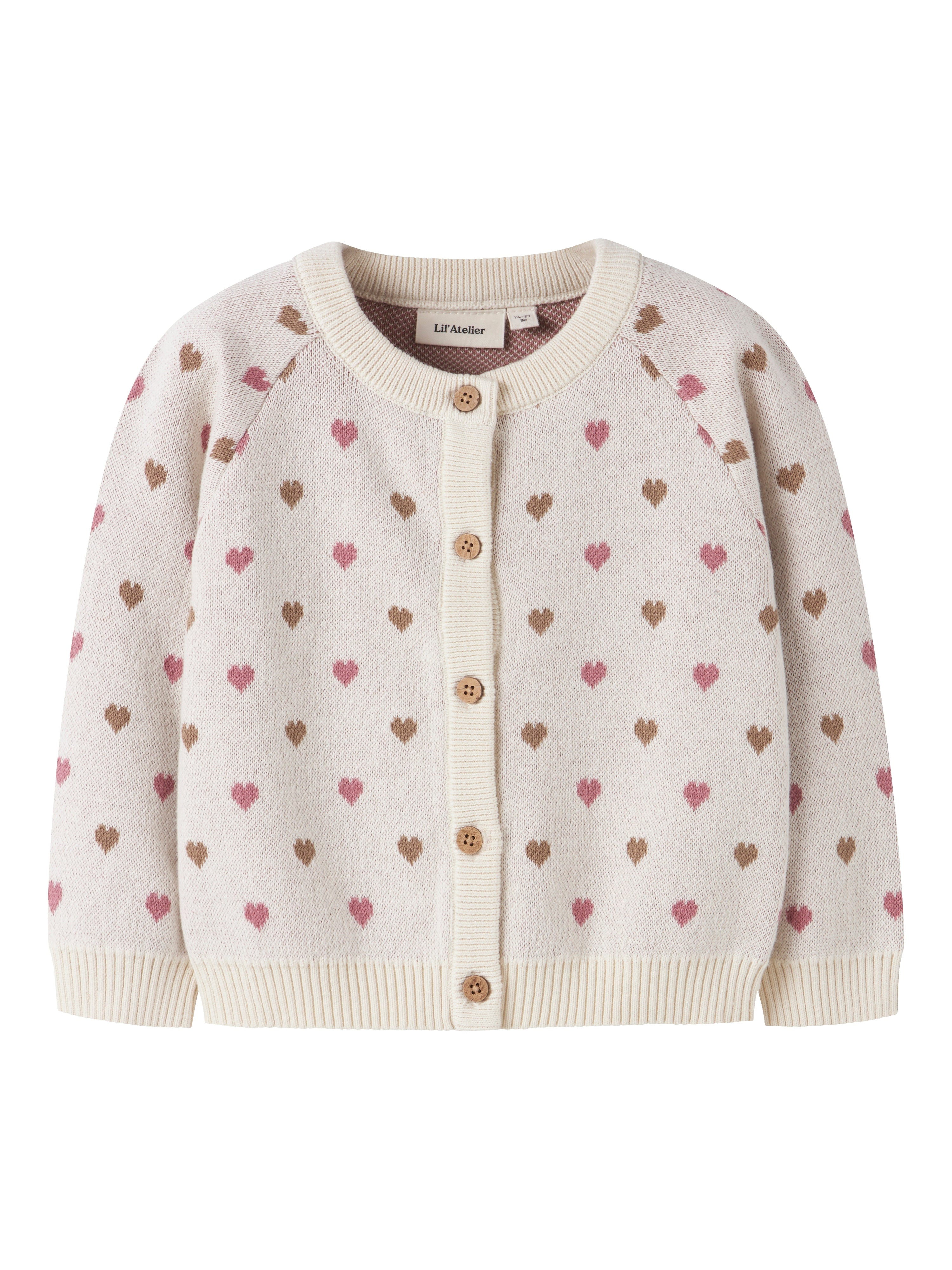 Lil Atelier Saran Knit Cardigan Heart Turtledove 92 Cm