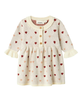 Lil Atelier Saran Knit Dress Heart Turtledove 56 Cm
