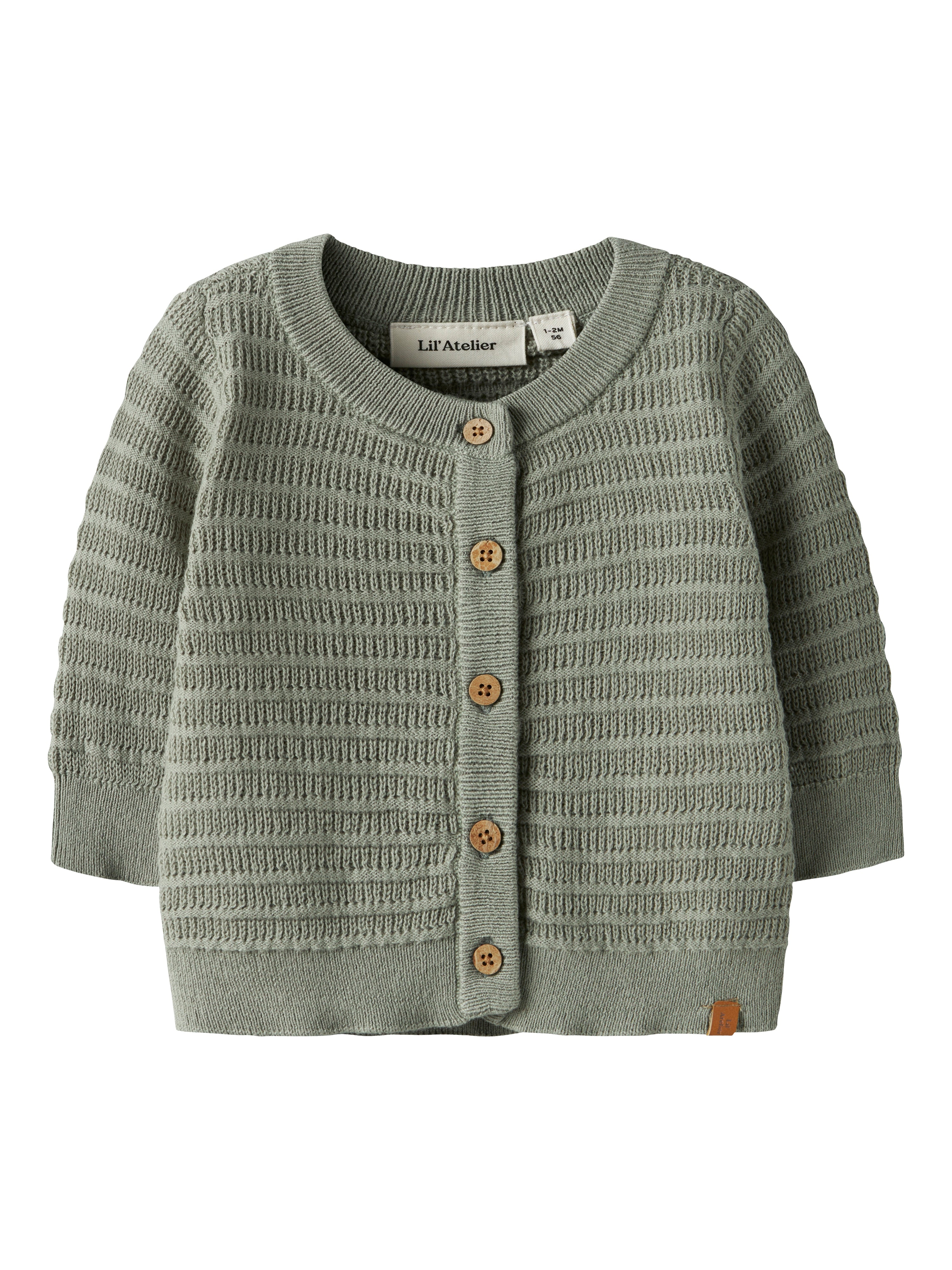 Lil Atelier Thunder Ls Knit Cardigan Seagrass 56 Cm
