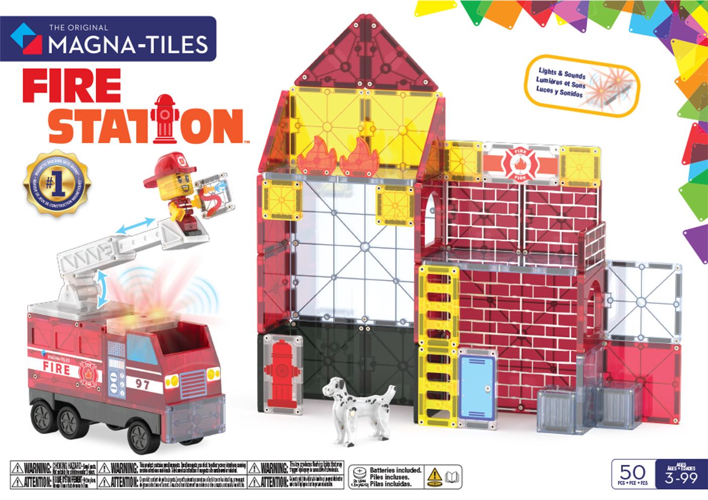 Magna-tiles Magnetisk Legetøj Fire Station 50 Dele