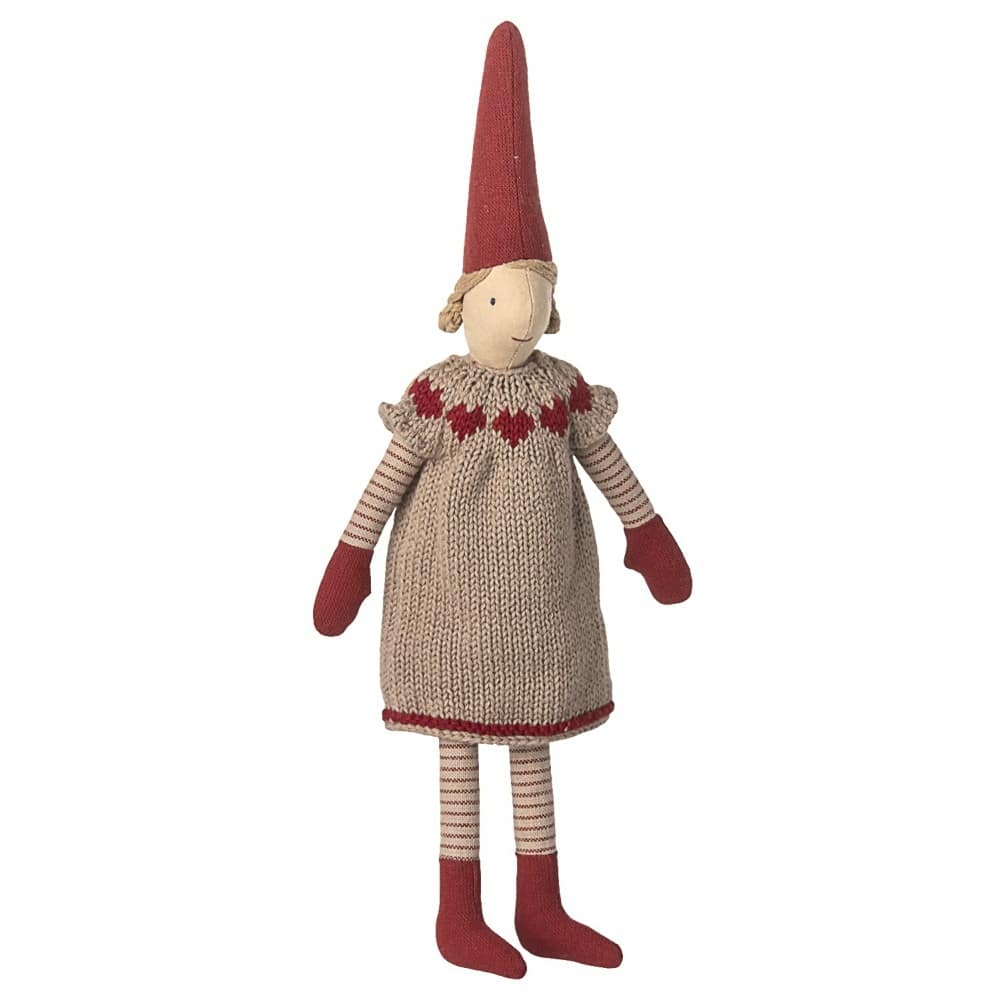 Maileg Nisse Pixy Pige Strikket Kjole