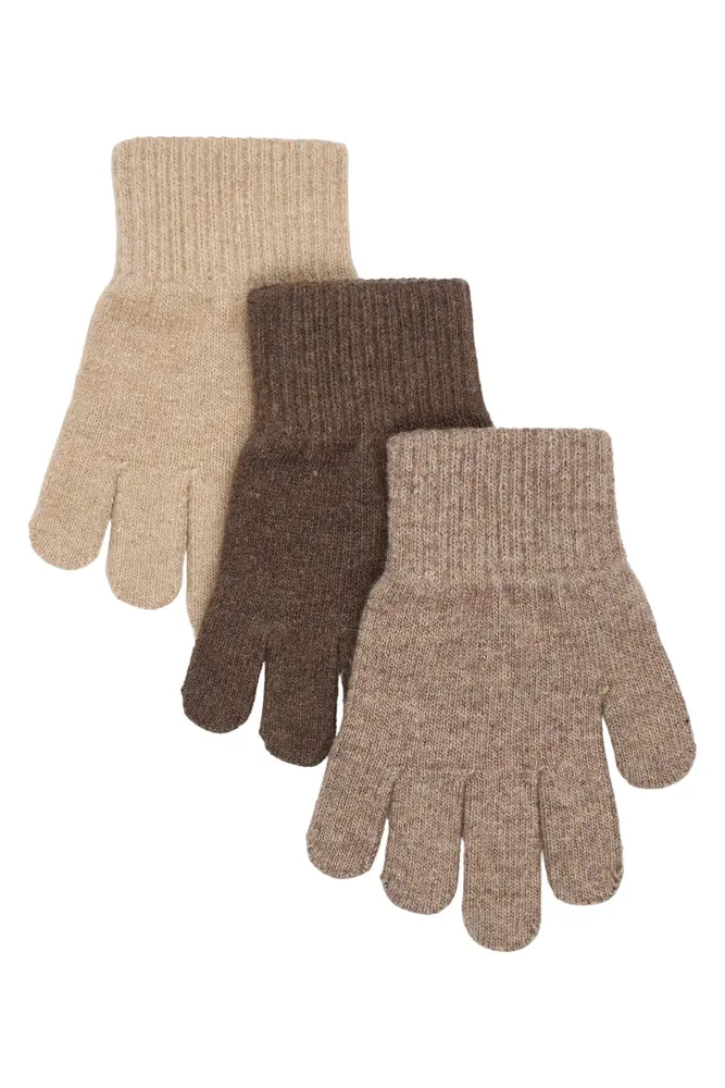 Mikk-line Magic Handsker  -pak Beige Melange-melange Denver-brown Melange  -  år