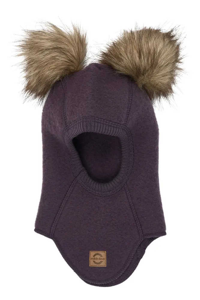 Mikk-line Uld Elefanthue    Pom Pom Plum Perfect 86 92