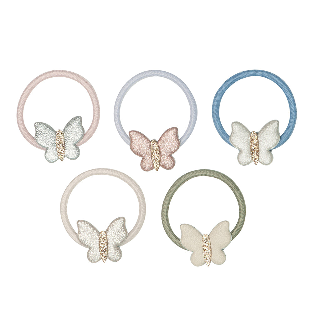 Mimi   Lula   Hårelastikker Med Sommerfugle Mini Pastel Butterfly Tulip