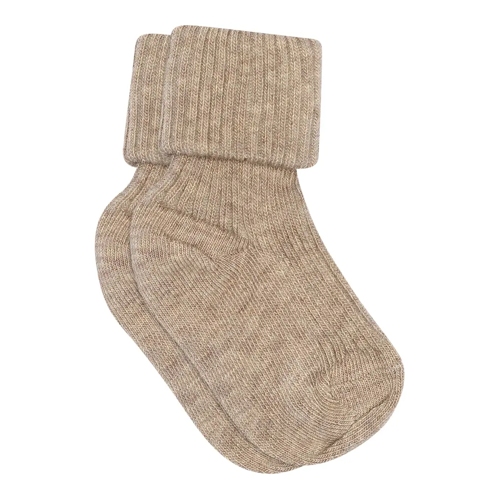 Baby Rib Ankelstrømpe Light Brown Melange 17 18