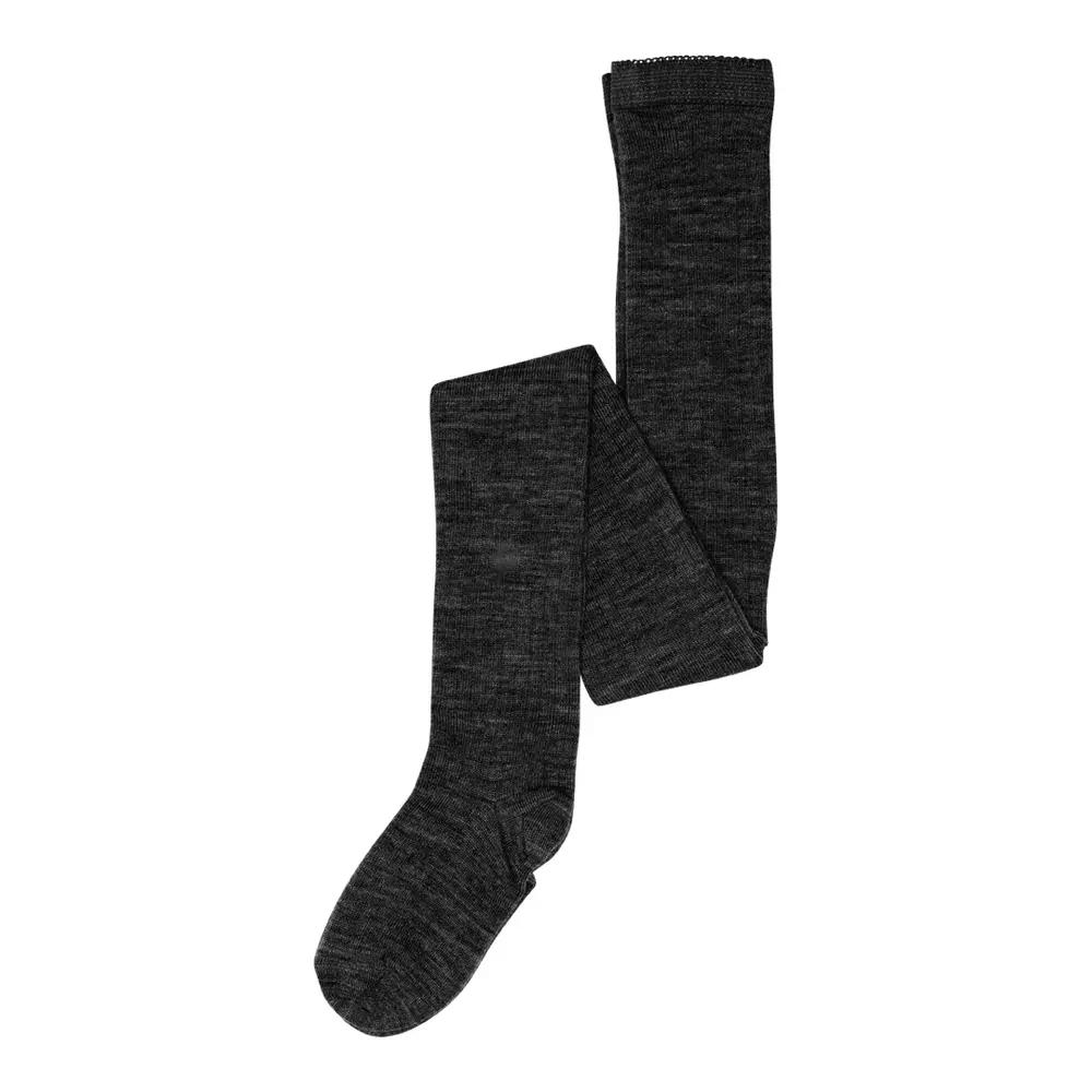 Mp Denmark Uld Strømpebukser Rib Dark Grey Melange 80