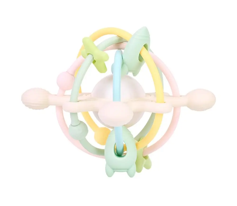 Multi Toy Silikonelegetøj Med Raslekugle Pastel