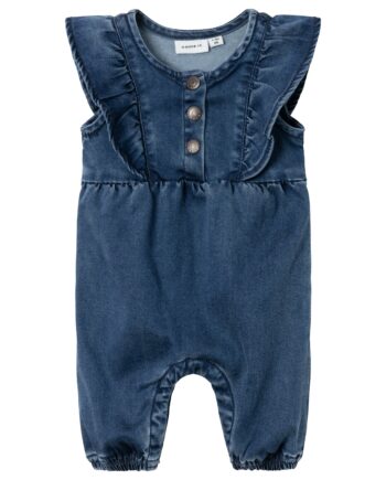 Name It Asta Frill Denim Overall Dark Blue Denim 50 Cm
