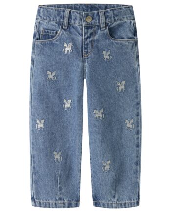 Name It Bella Barrel Glitter Jeans Medium Blue Denim Glitter Unicorn 92 Cm