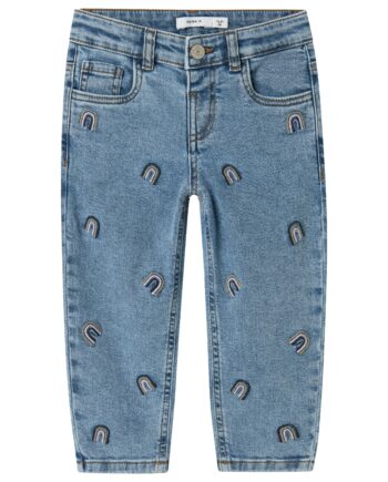 Name It Bella Mom Jeans Blue Denim Rainbow Embroidery 92 Cm