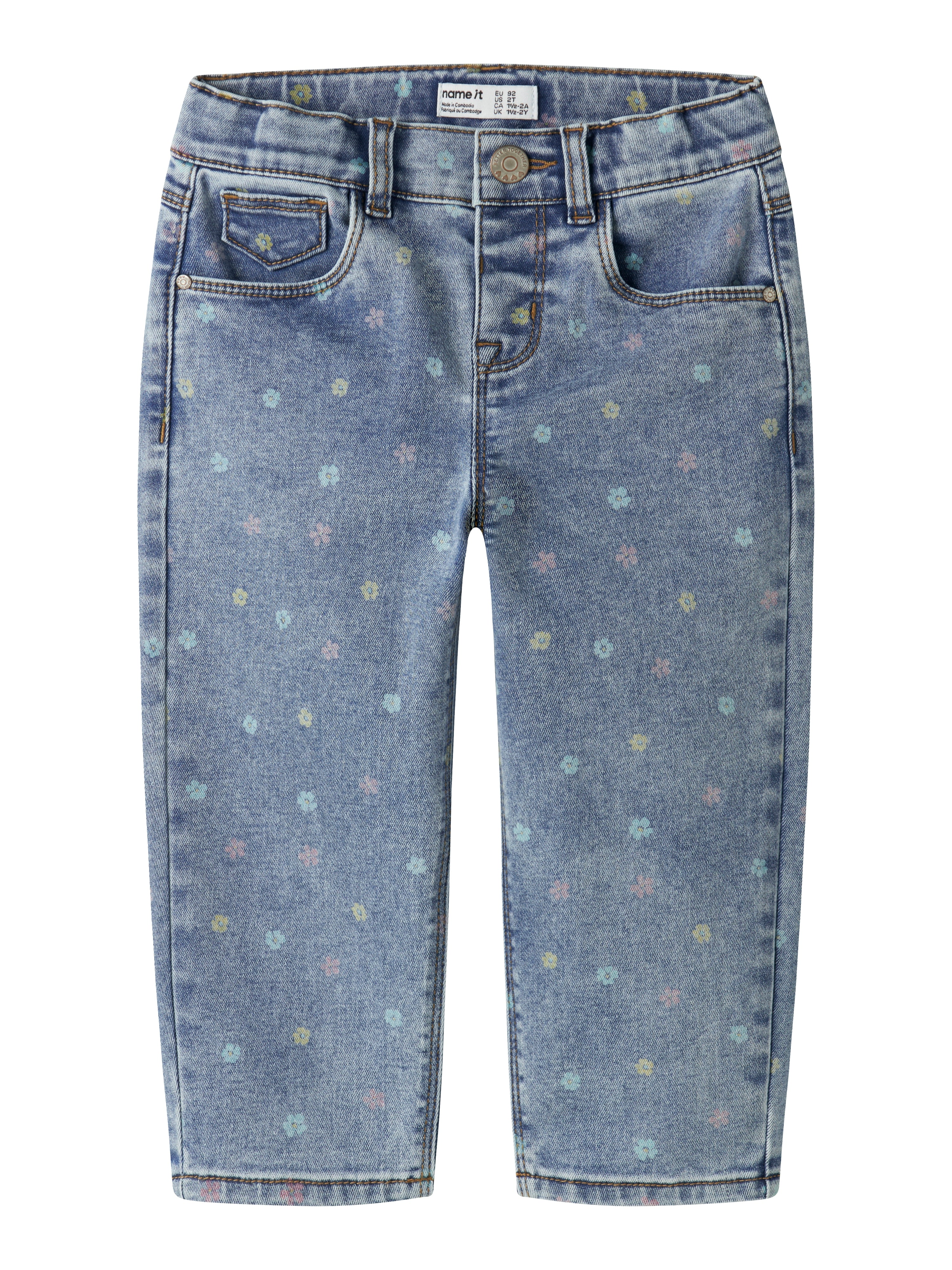Name It Bella Mom Shaped Jeans Noos Medium Blue Denim Flower 92 Cm