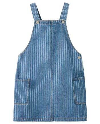 Name It Mille Stripe Denim Bibskirt Medium Blue Denim Stripe 92 Cm