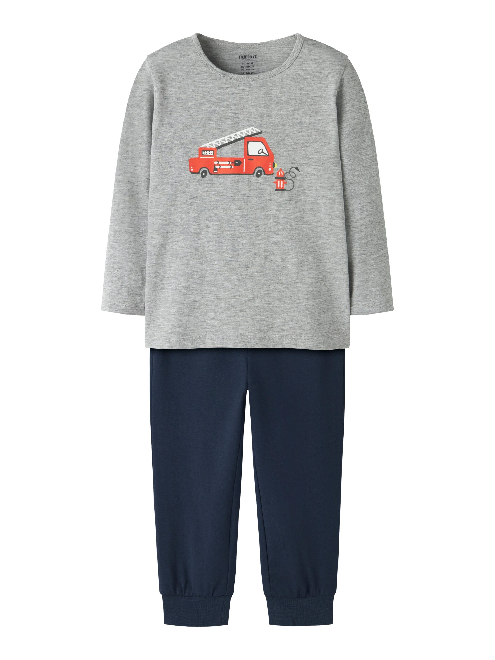 Name It Nightset Grey Firetruck Noos Grey Melange 86 92 Cm
