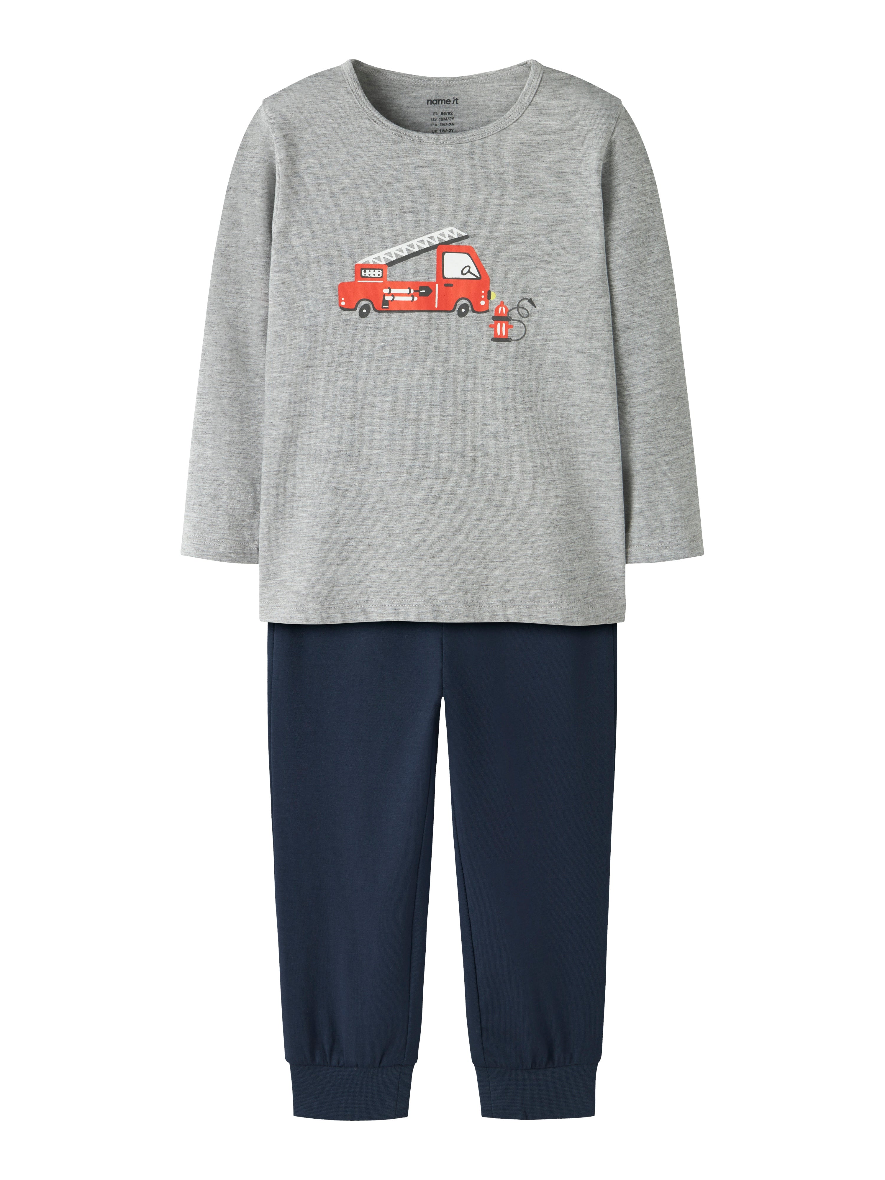Name It Nightset Grey Firetruck Noos Grey Melange 86 92 Cm