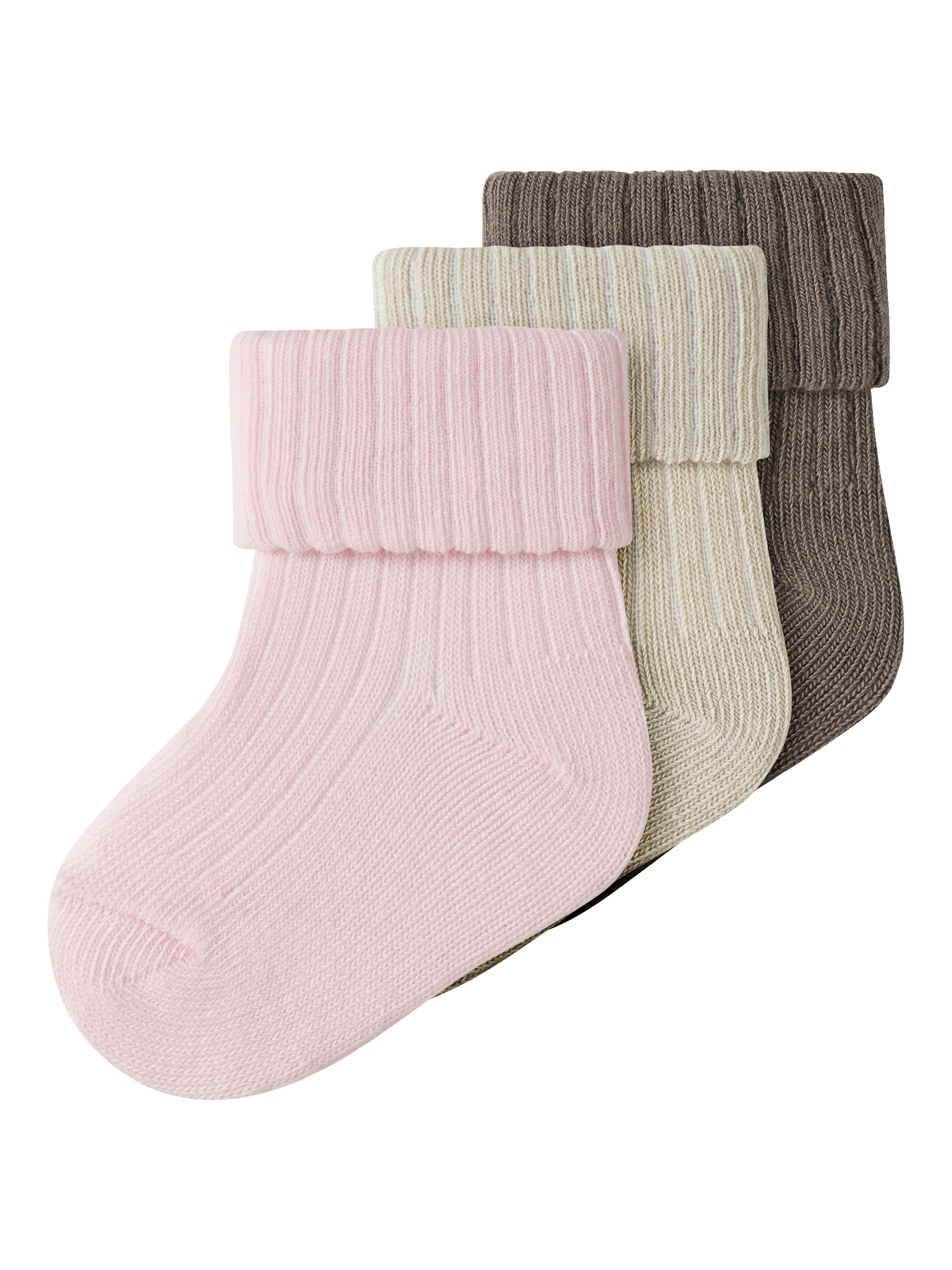 Name It Nobba   Pack Strømper Almond Milk Brown Lentil Cradle Pink 50 56 Cm