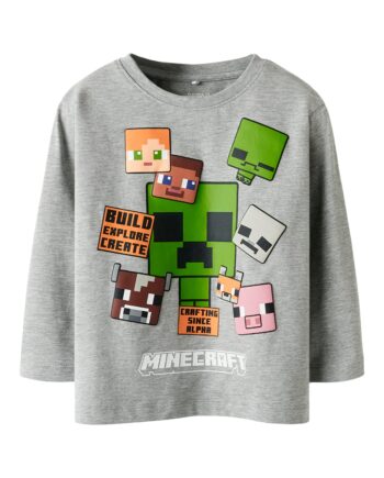 Name It Nyle Minecraft Top Grey Melange 92 Cm
