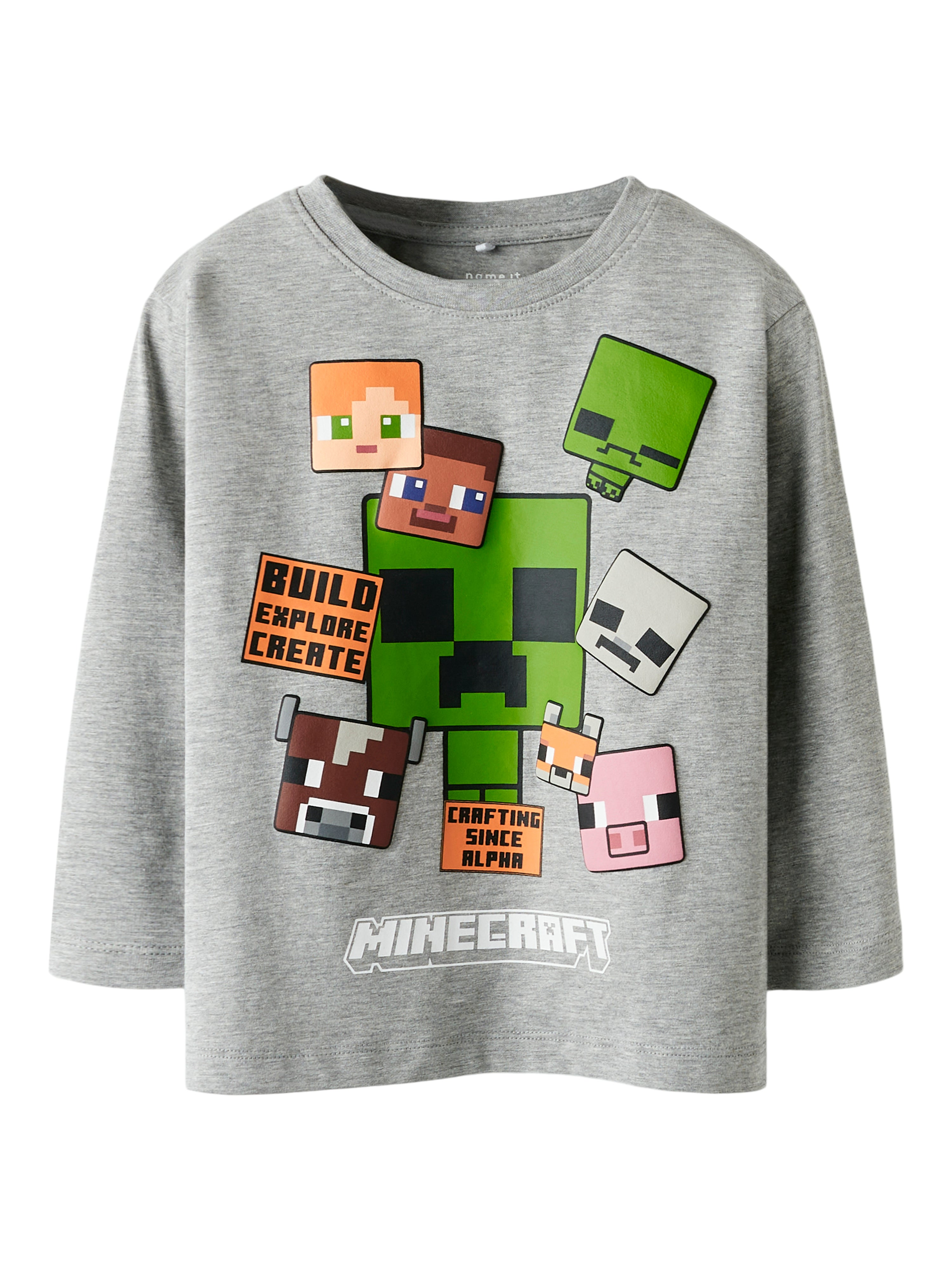 Name It Nyle Minecraft Top Grey Melange 92 Cm