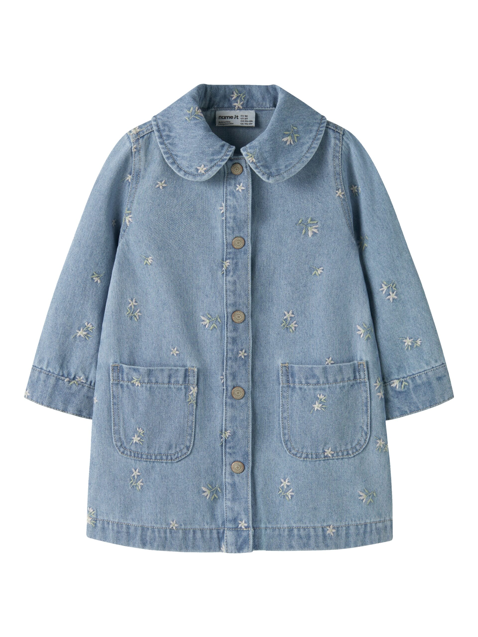 Name It Piper Denim Dresss Light Blue Denim Flower 92 Cm