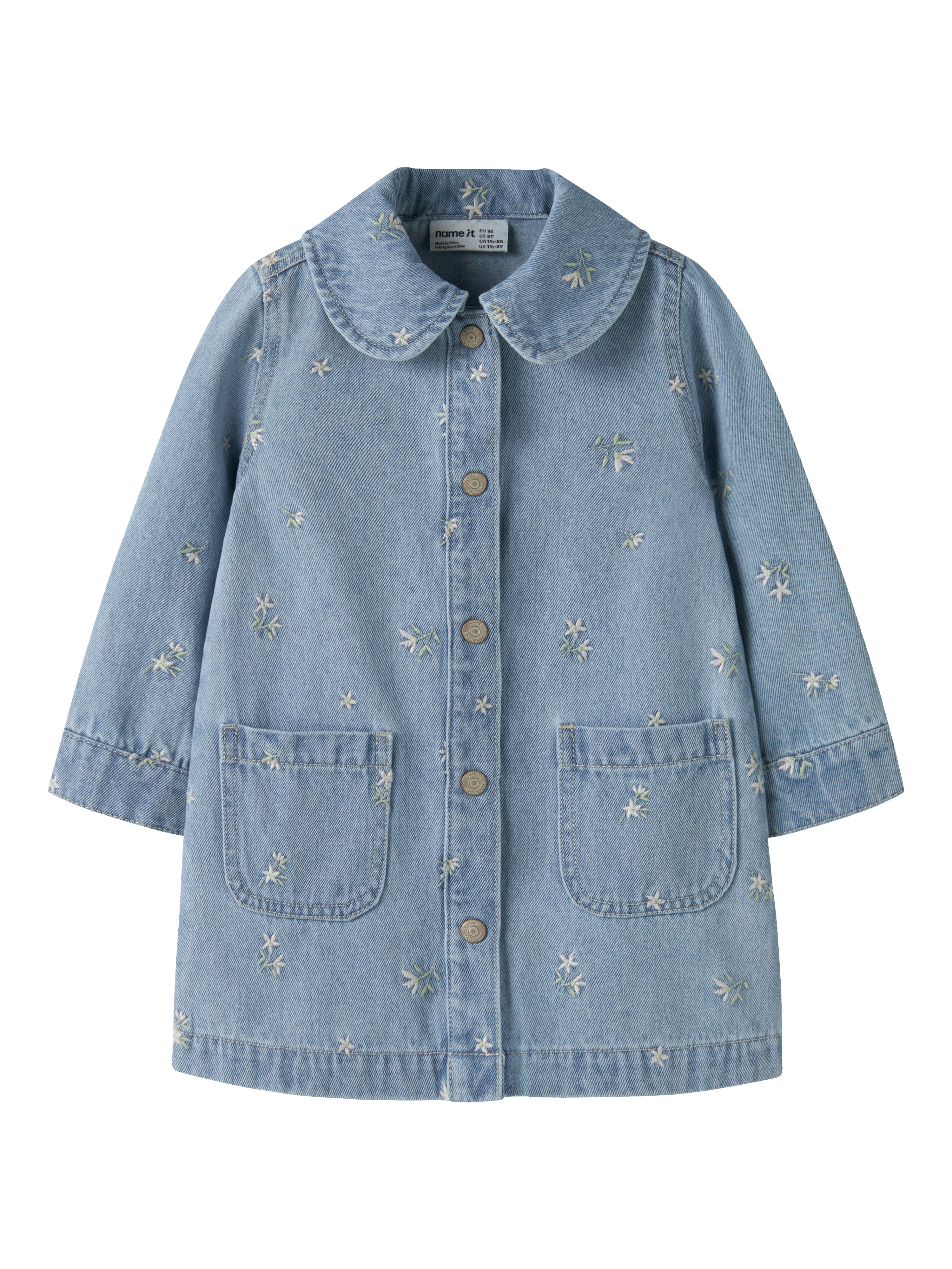 Name It Piper Denim Dresss Light Blue Denim Flower 92 Cm