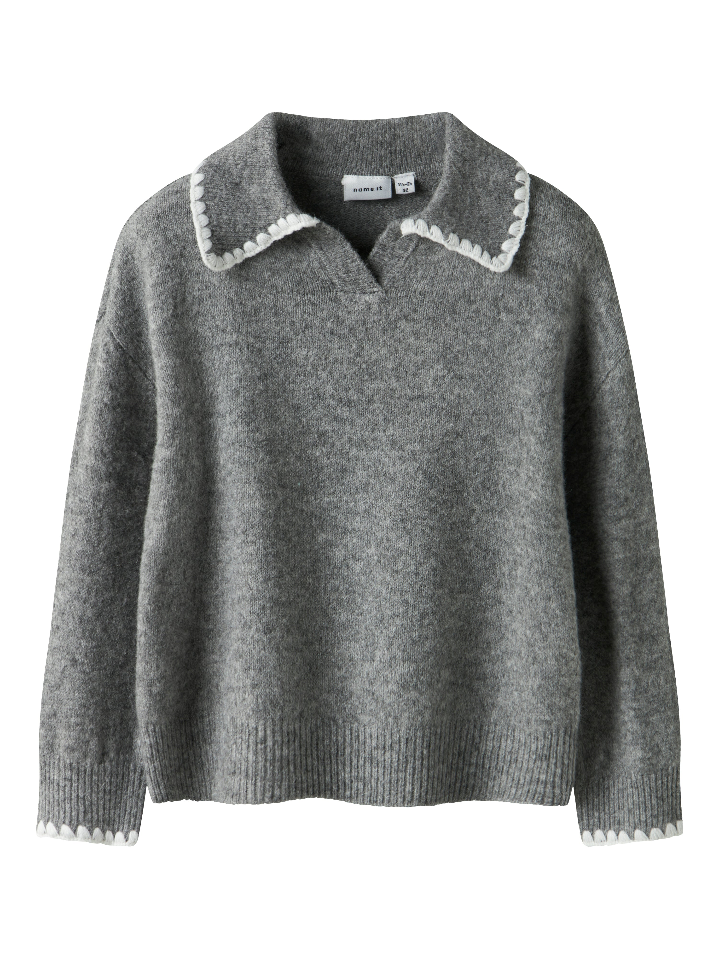Name It Rikasa Ls Knit Polo Grey Melange 92 Cm