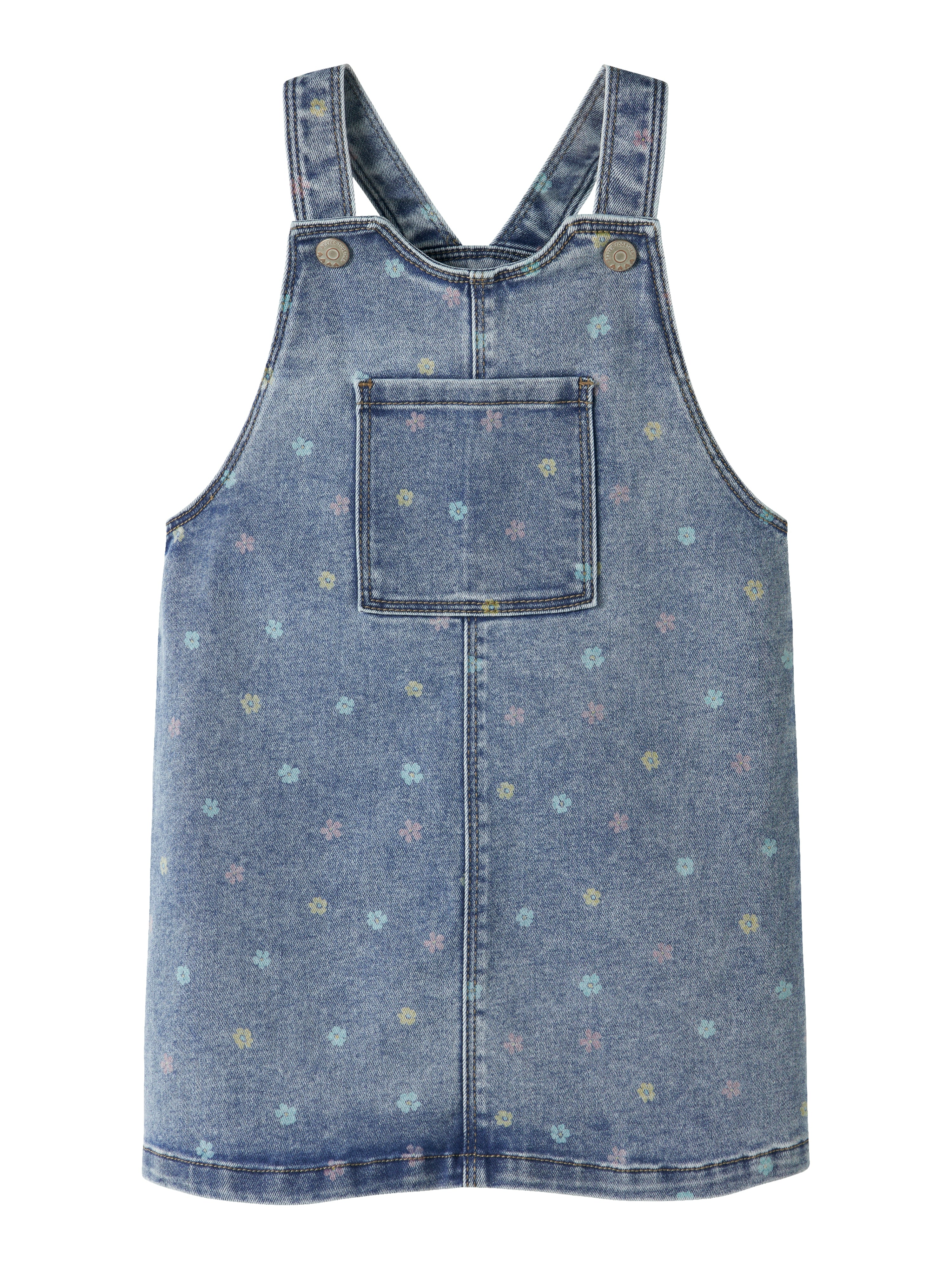 Name It Rosa Short Denim Bibskirt Noos Medium Blue Denim Flower 92 Cm
