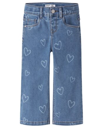 Name It Rose Wide Jeans Medium Blue Denim Heart 92 Cm